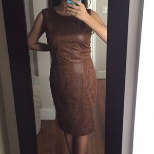 Vince Camuto brand new brown leather like dress